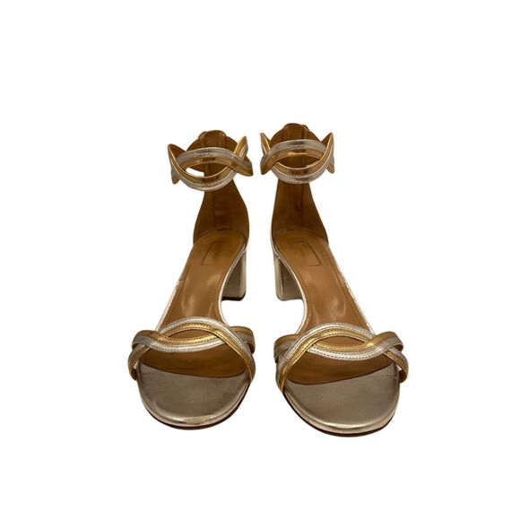 Aquazzura Moonray Metallic Sandal Women's 39.5 Made in Italy - Picture 1 of 5